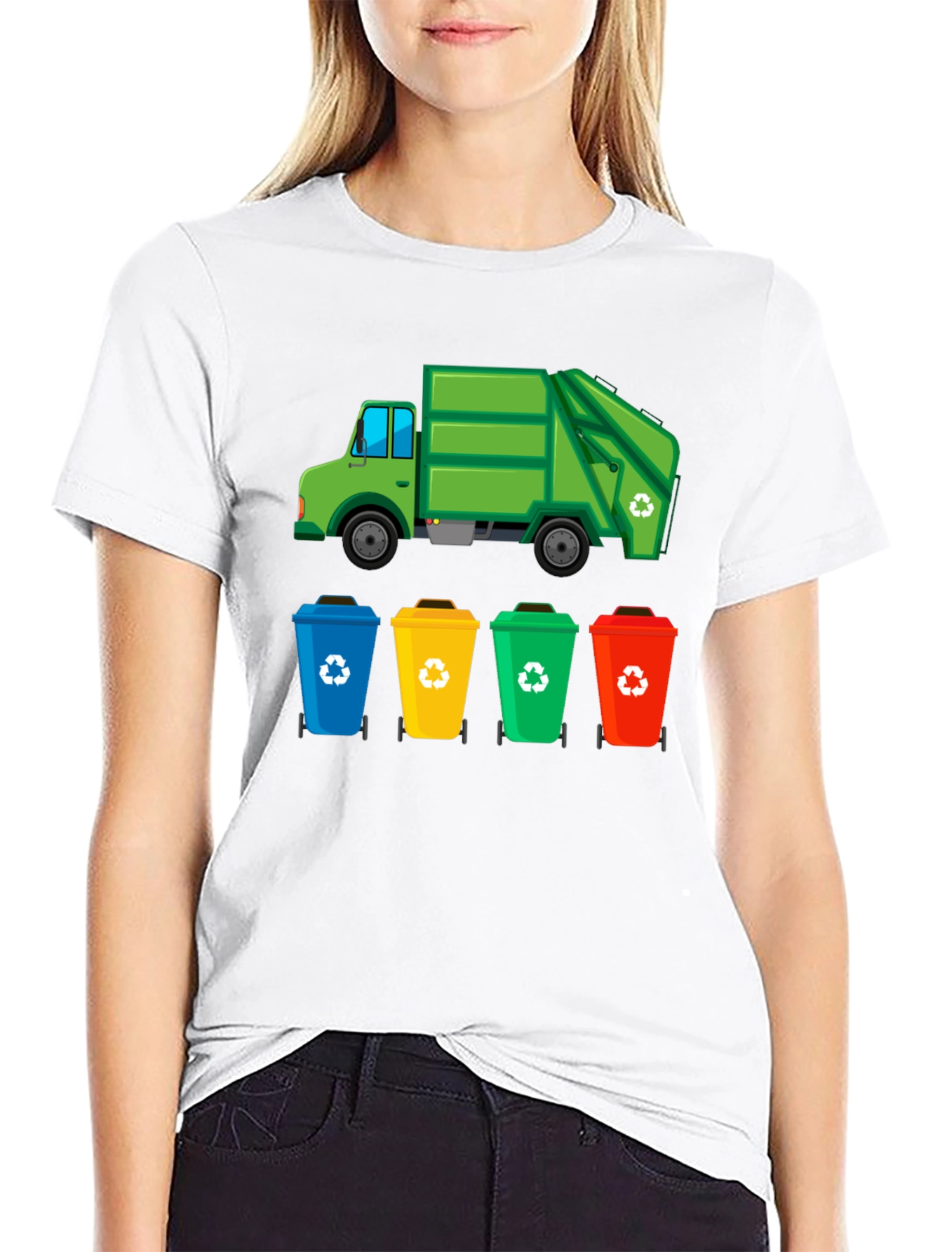 Recycle Truck & Bins Graphic T-Shirt - Eco-Friendly Design
