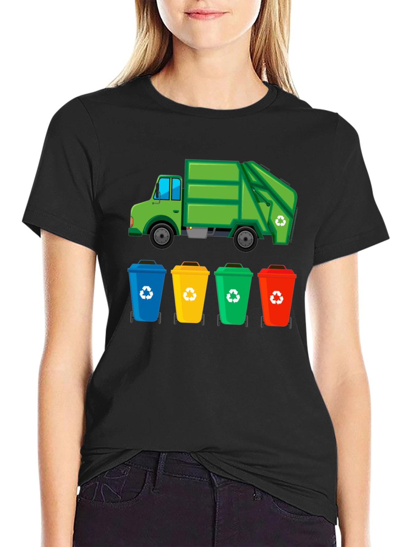 Recycle Truck & Bins Graphic T-Shirt - Eco-Friendly Design