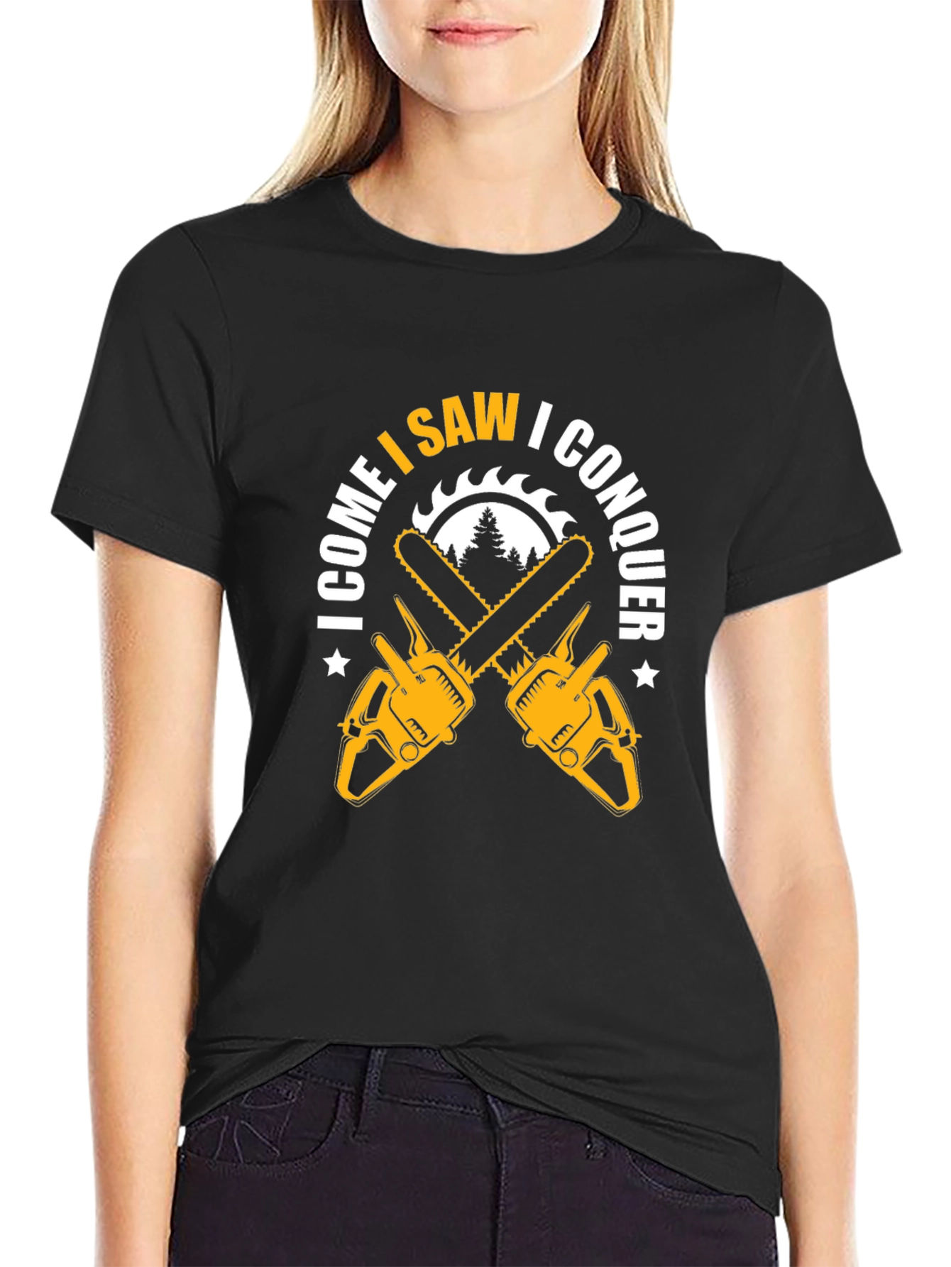 I Come I Saw I Conquer Chainsaw Graphic T-Shirt