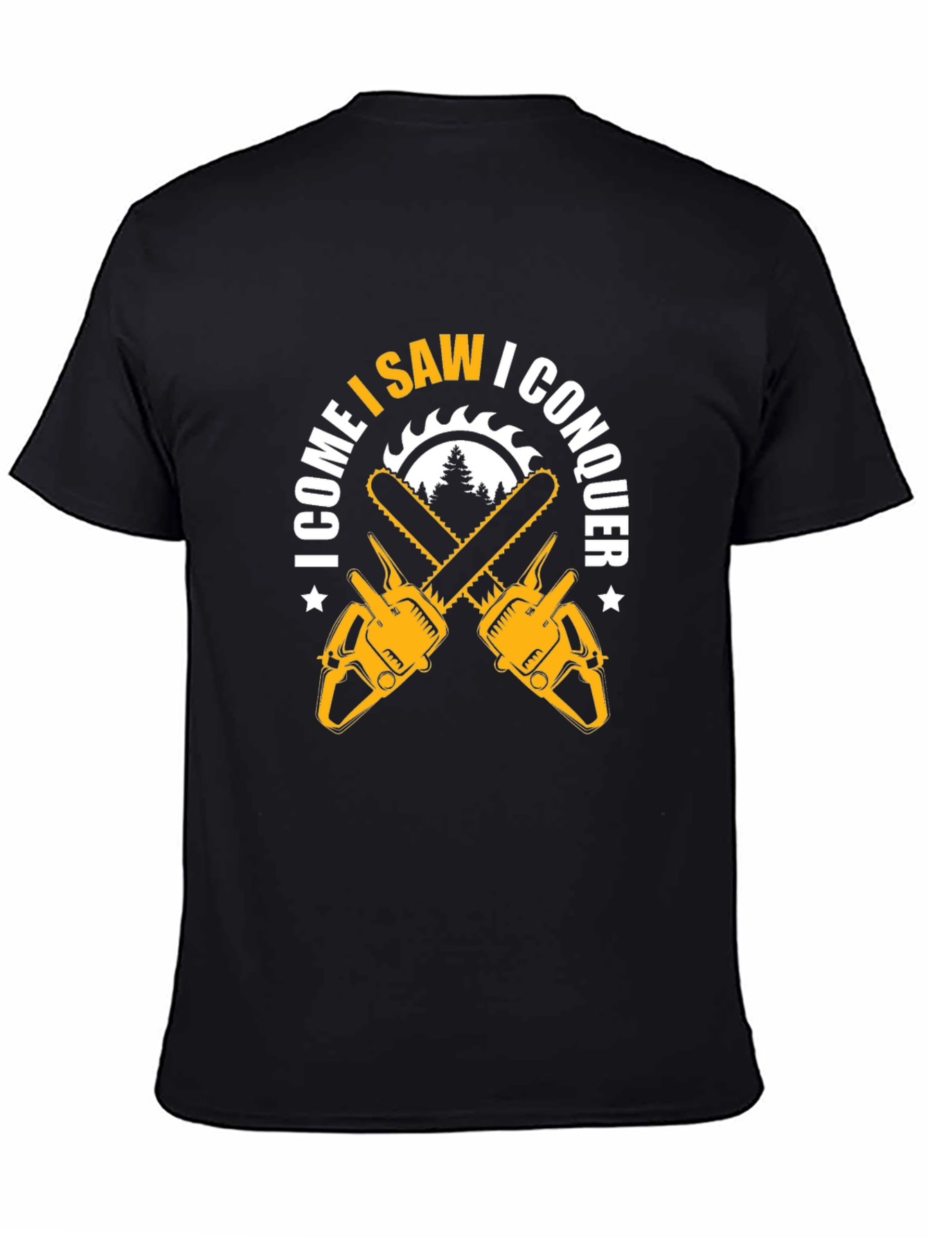 I Come I Saw I Conquer Chainsaw Graphic T-Shirt