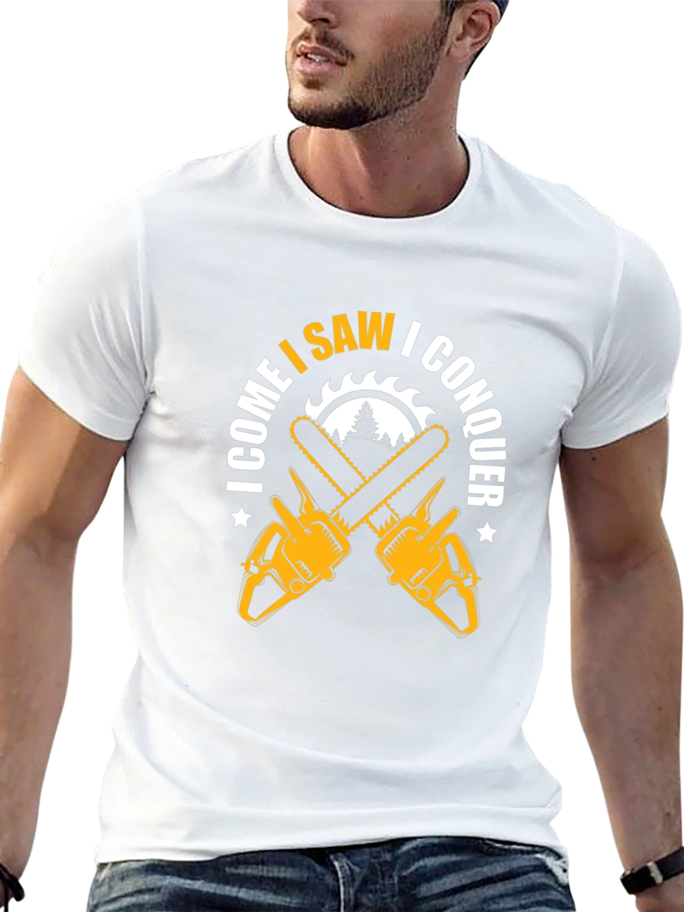 I Come I Saw I Conquer Chainsaw Graphic T-Shirt
