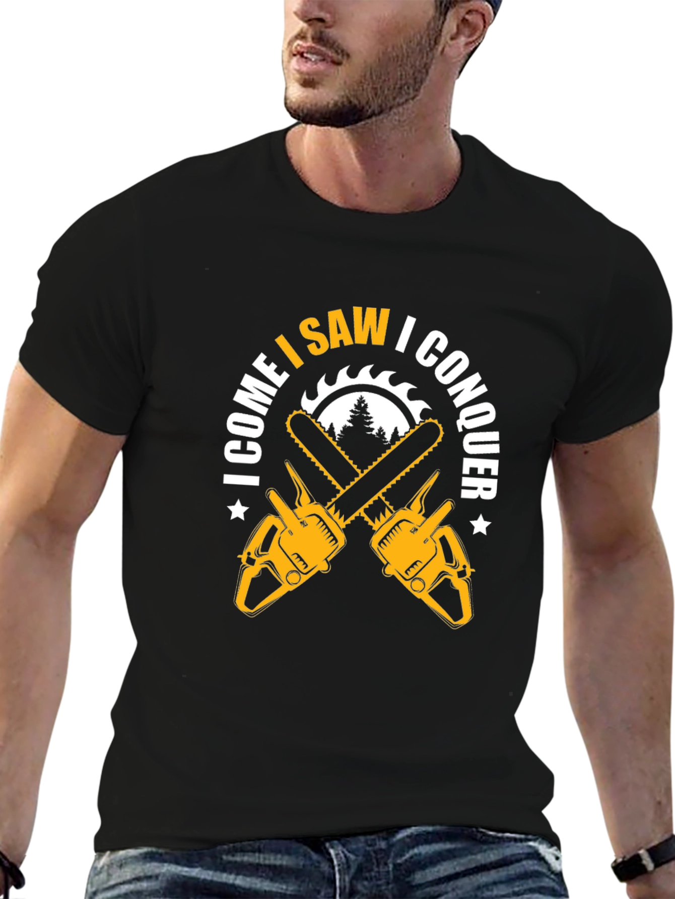 I Come I Saw I Conquer Chainsaw Graphic T-Shirt
