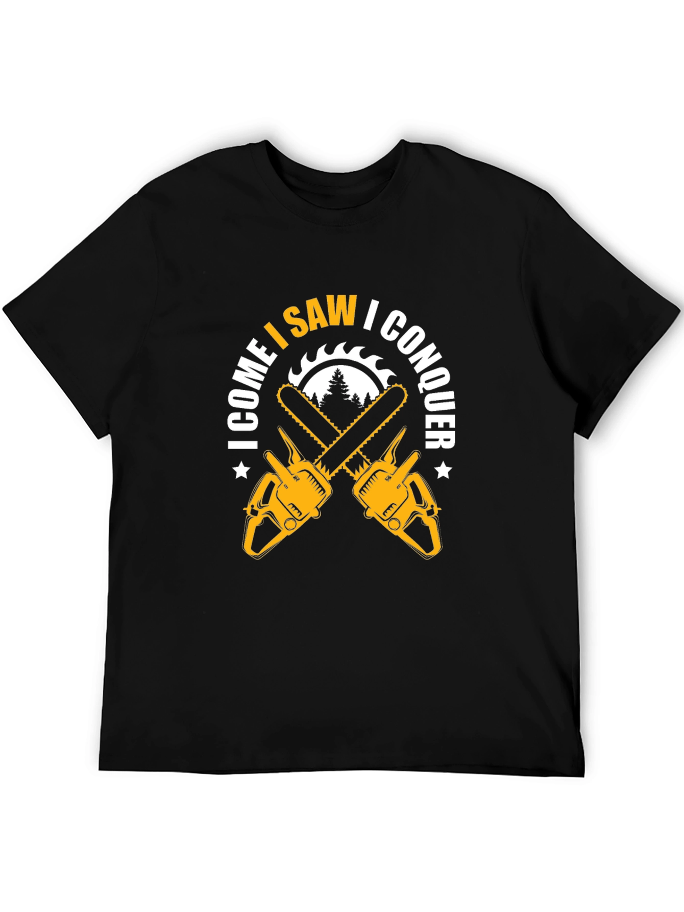 I Come I Saw I Conquer Chainsaw Graphic T-Shirt