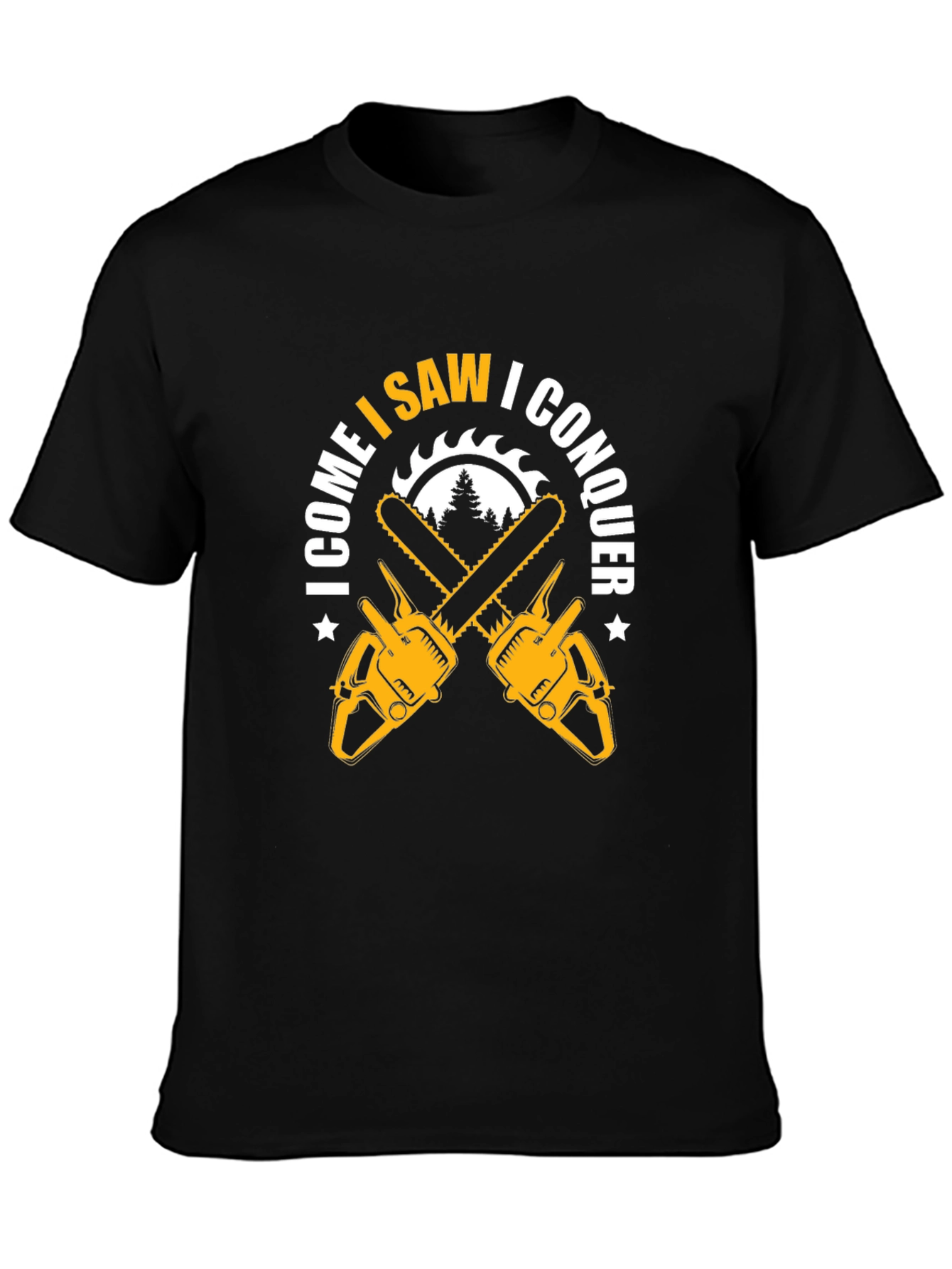 I Come I Saw I Conquer Chainsaw Graphic T-Shirt