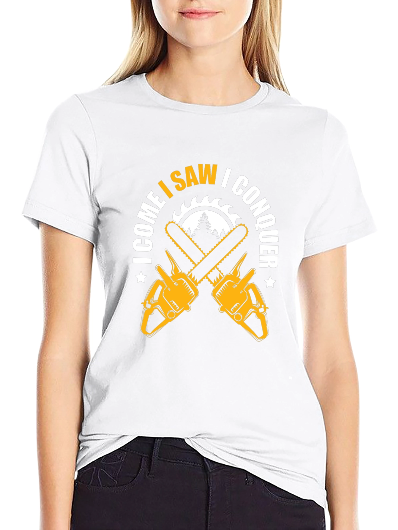 I Come I Saw I Conquer Chainsaw Graphic T-Shirt