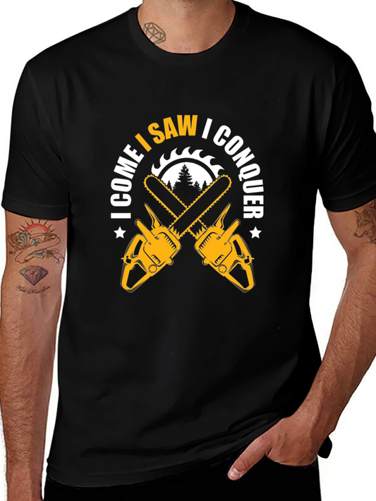 I Come I Saw I Conquer Chainsaw Graphic T-Shirt
