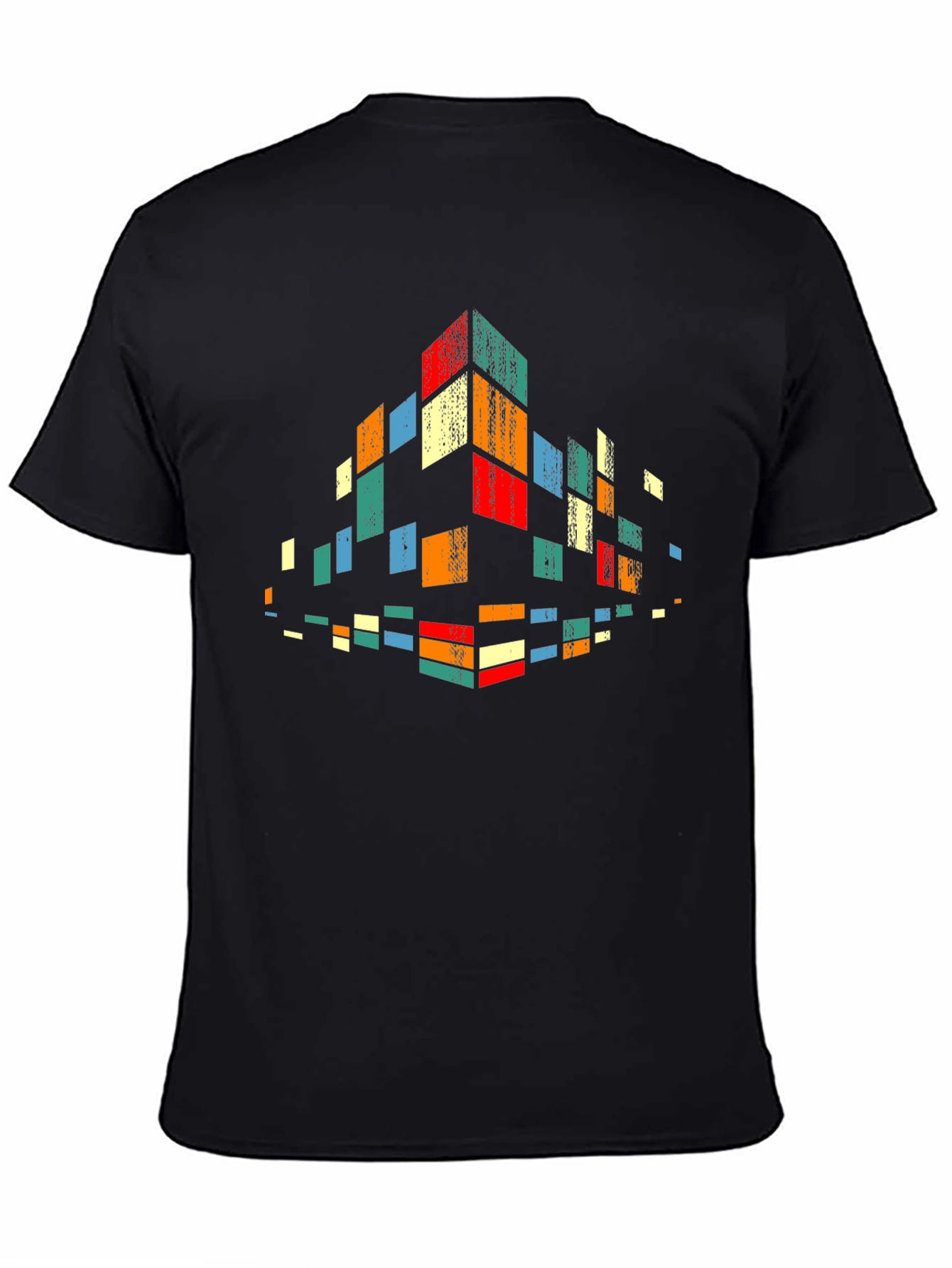 Retro Pixel Block Graphic Tee - Black