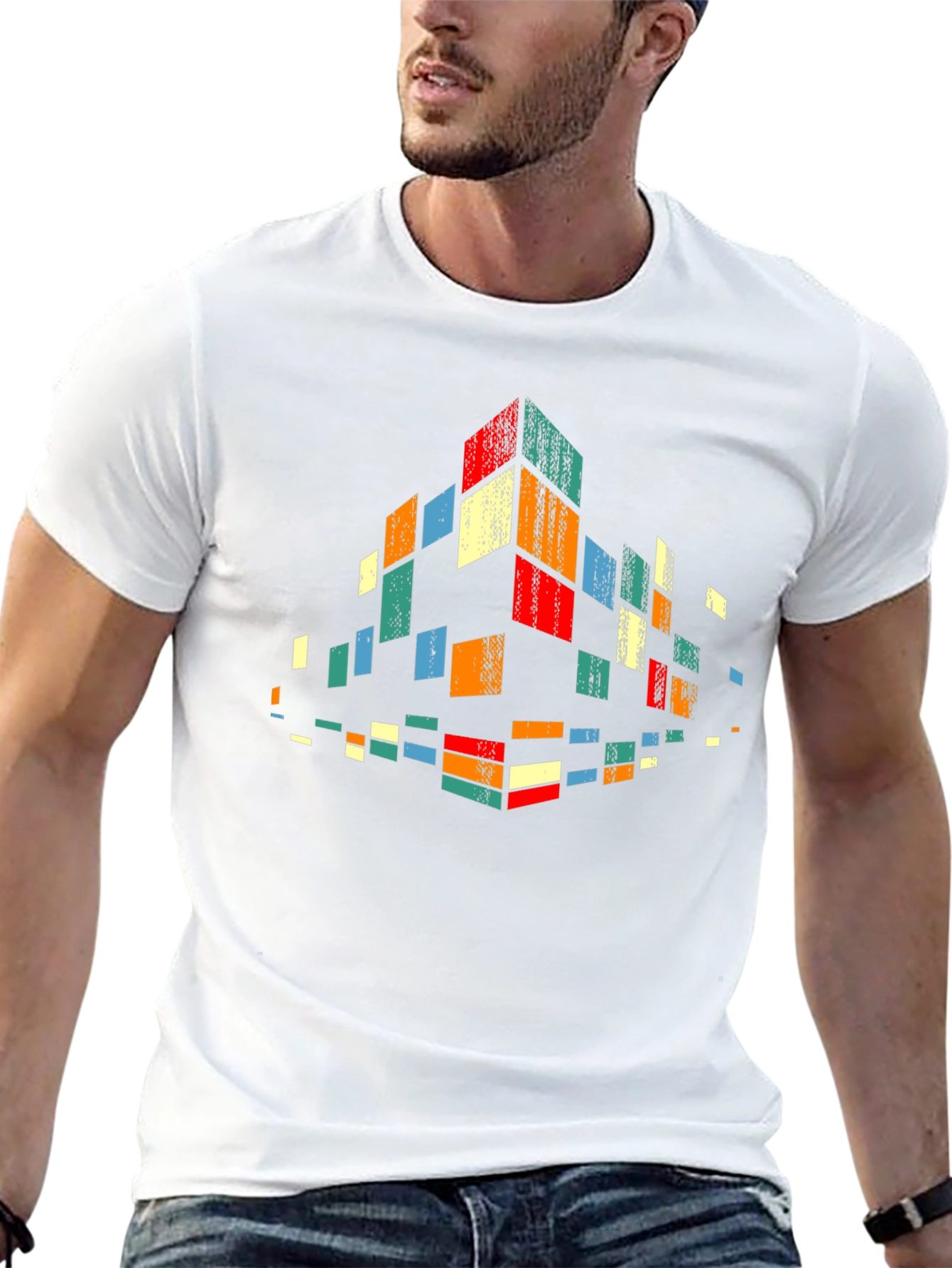 Retro Pixel Block Graphic Tee - Black