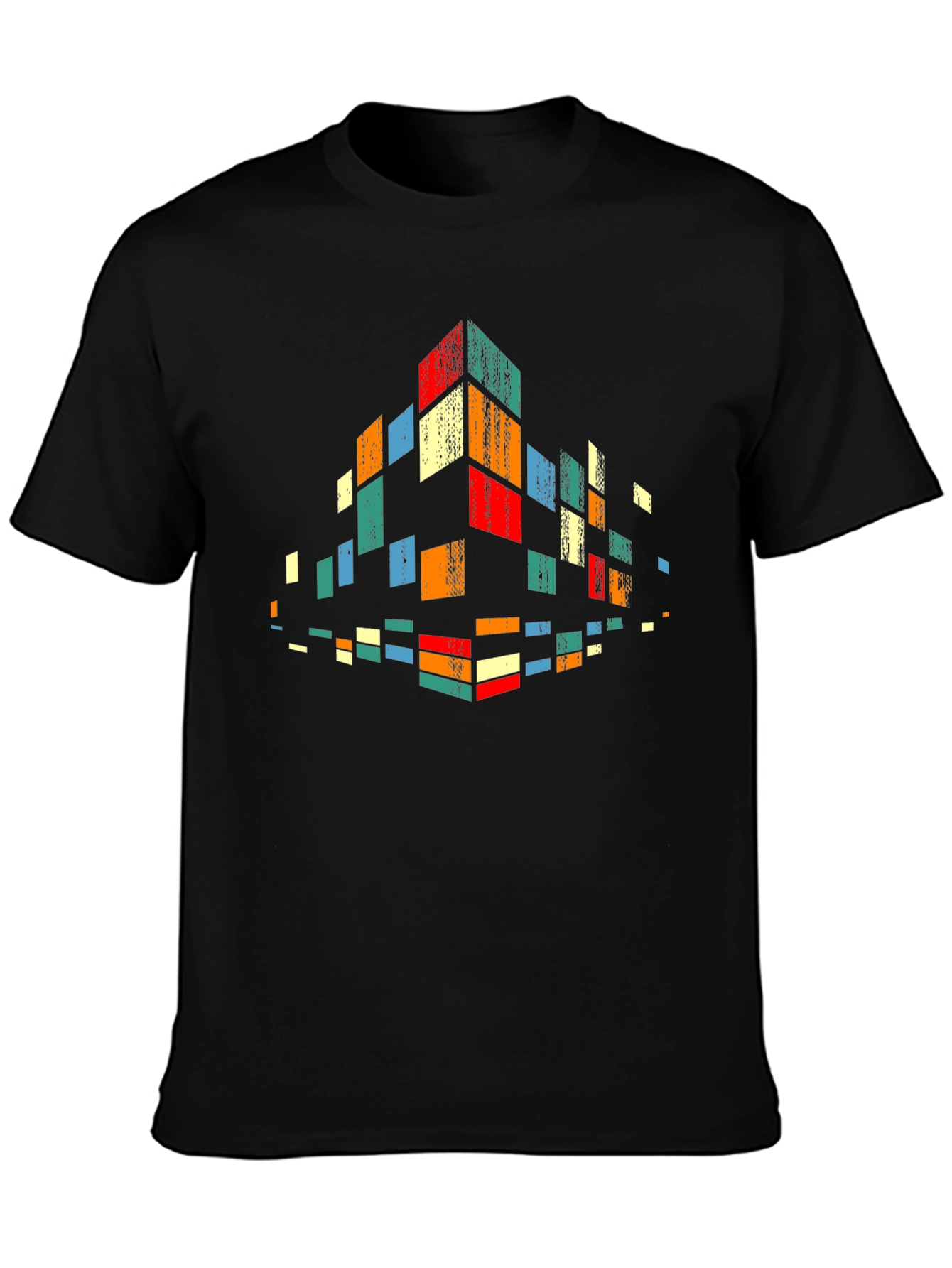 Retro Pixel Block Graphic Tee - Black