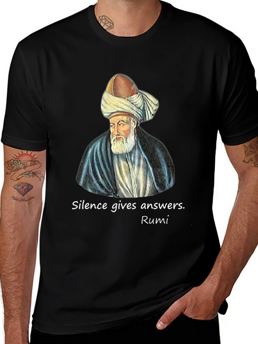 Rumi Quote Graphic T-Shirt - Silence Gives Answers