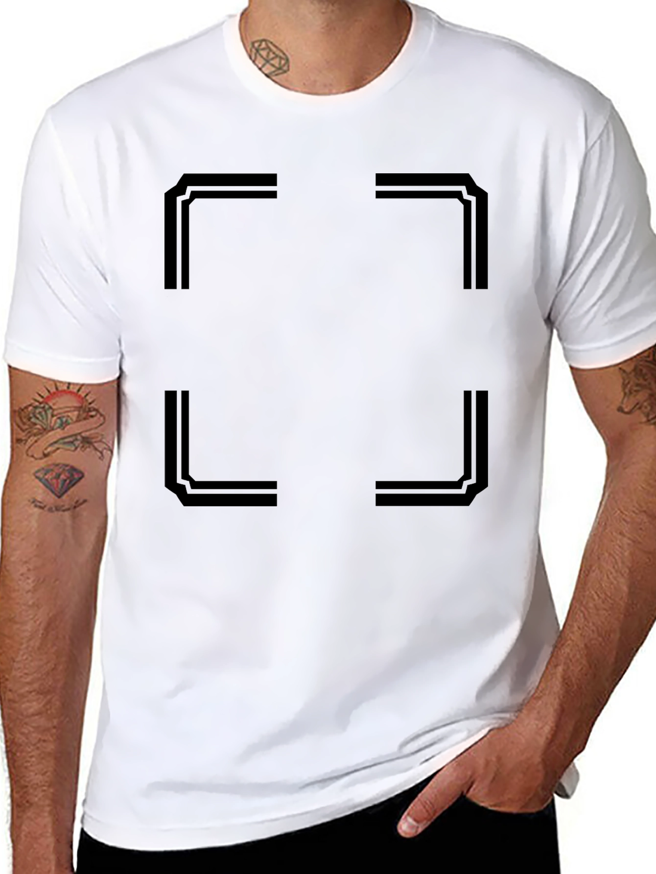 Geometric Square Graphic Tee - Modern Black T-Shirt