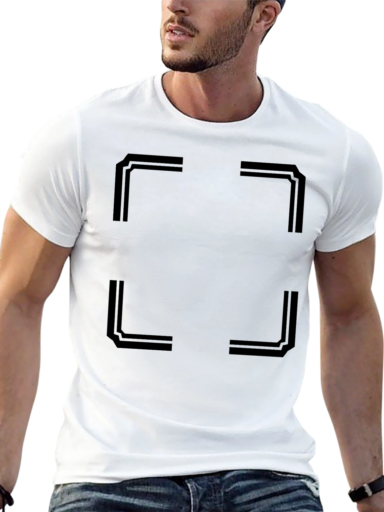 Geometric Square Graphic Tee - Modern Black T-Shirt