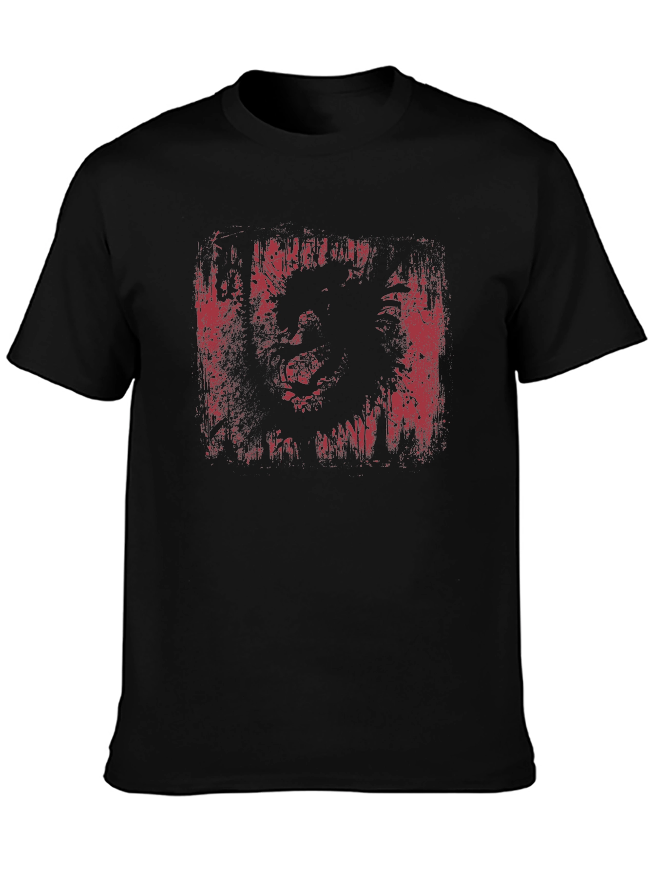 Distressed Graphic Print Black T-Shirt