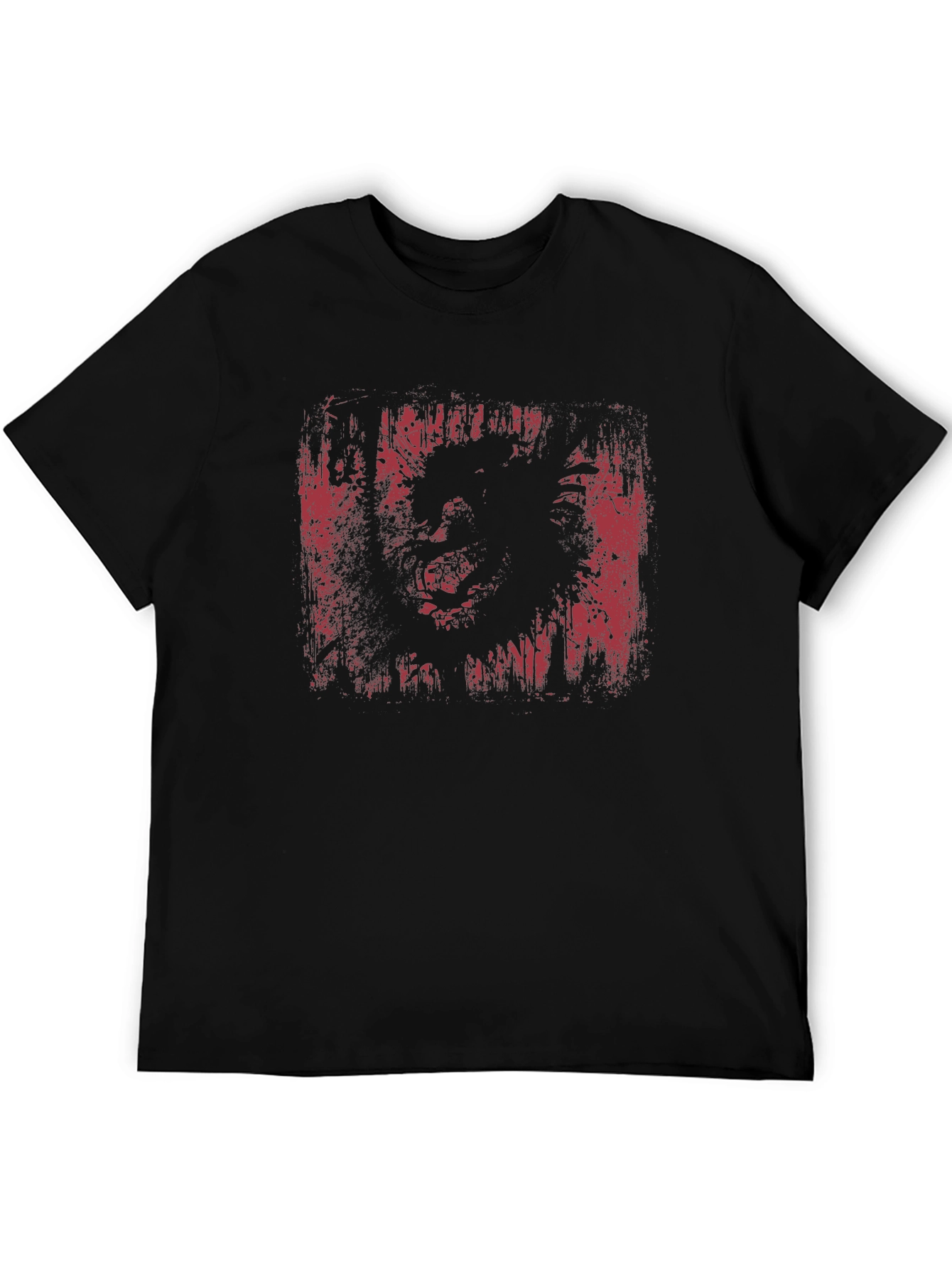 Distressed Graphic Print Black T-Shirt