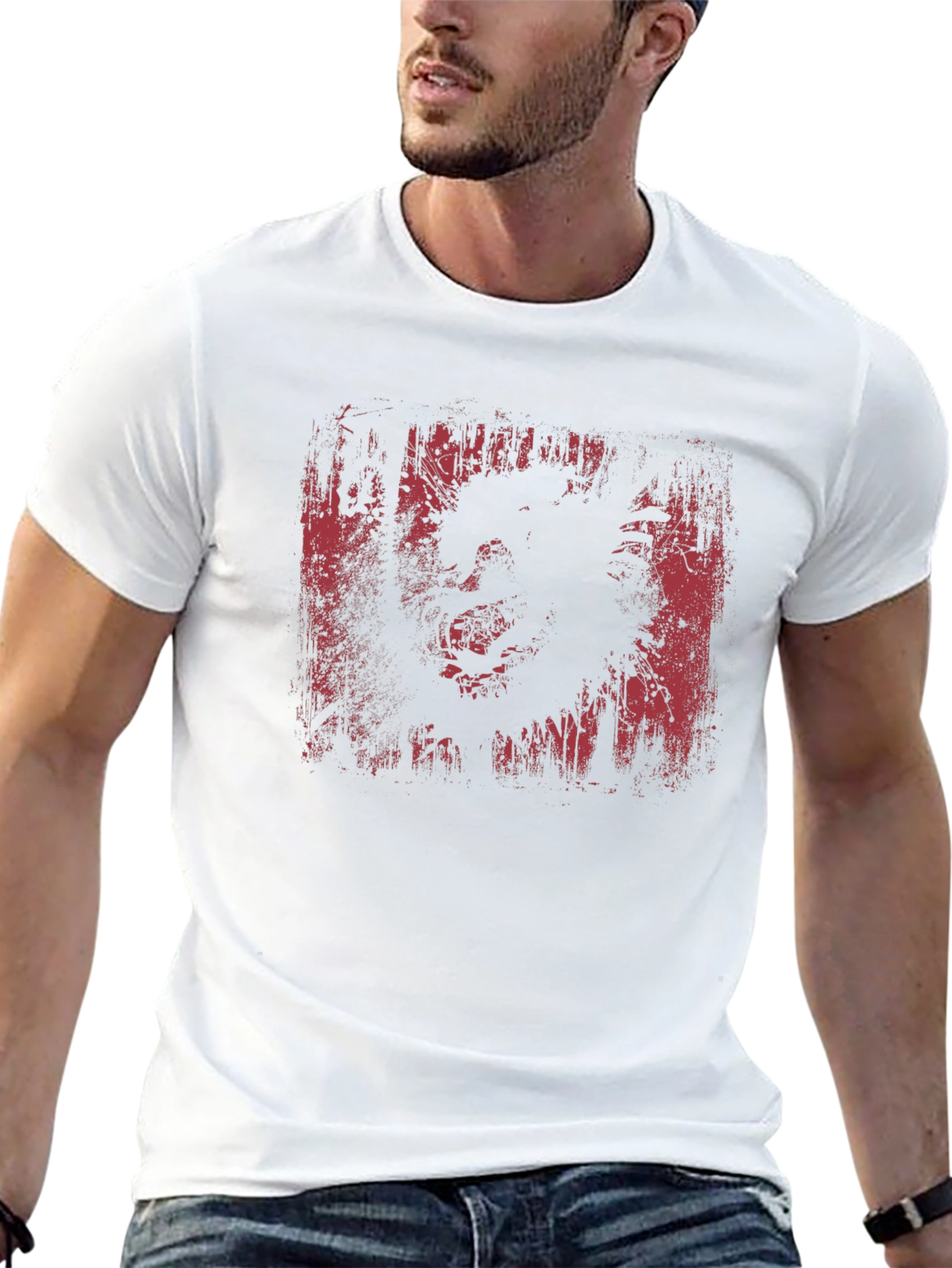 Distressed Graphic Print Black T-Shirt