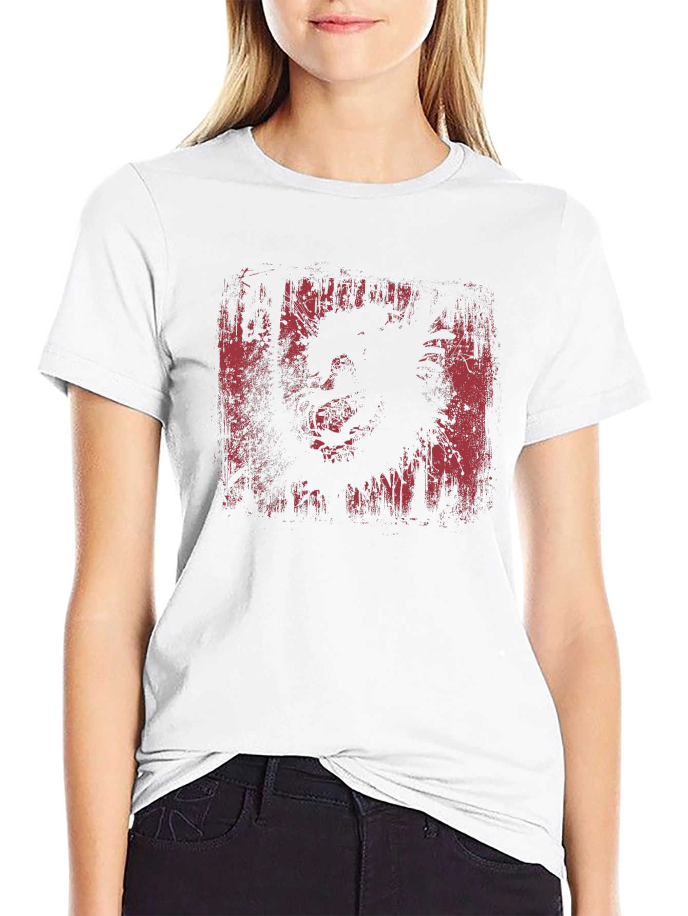 Distressed Graphic Print Black T-Shirt