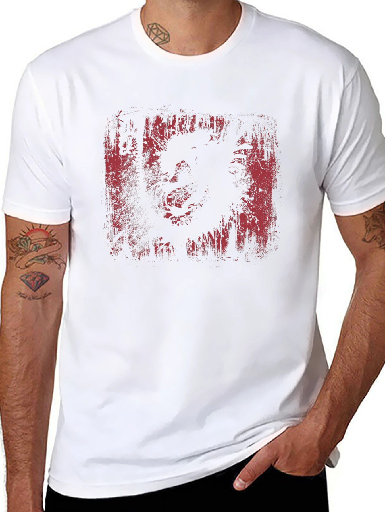 Distressed Graphic Print Black T-Shirt