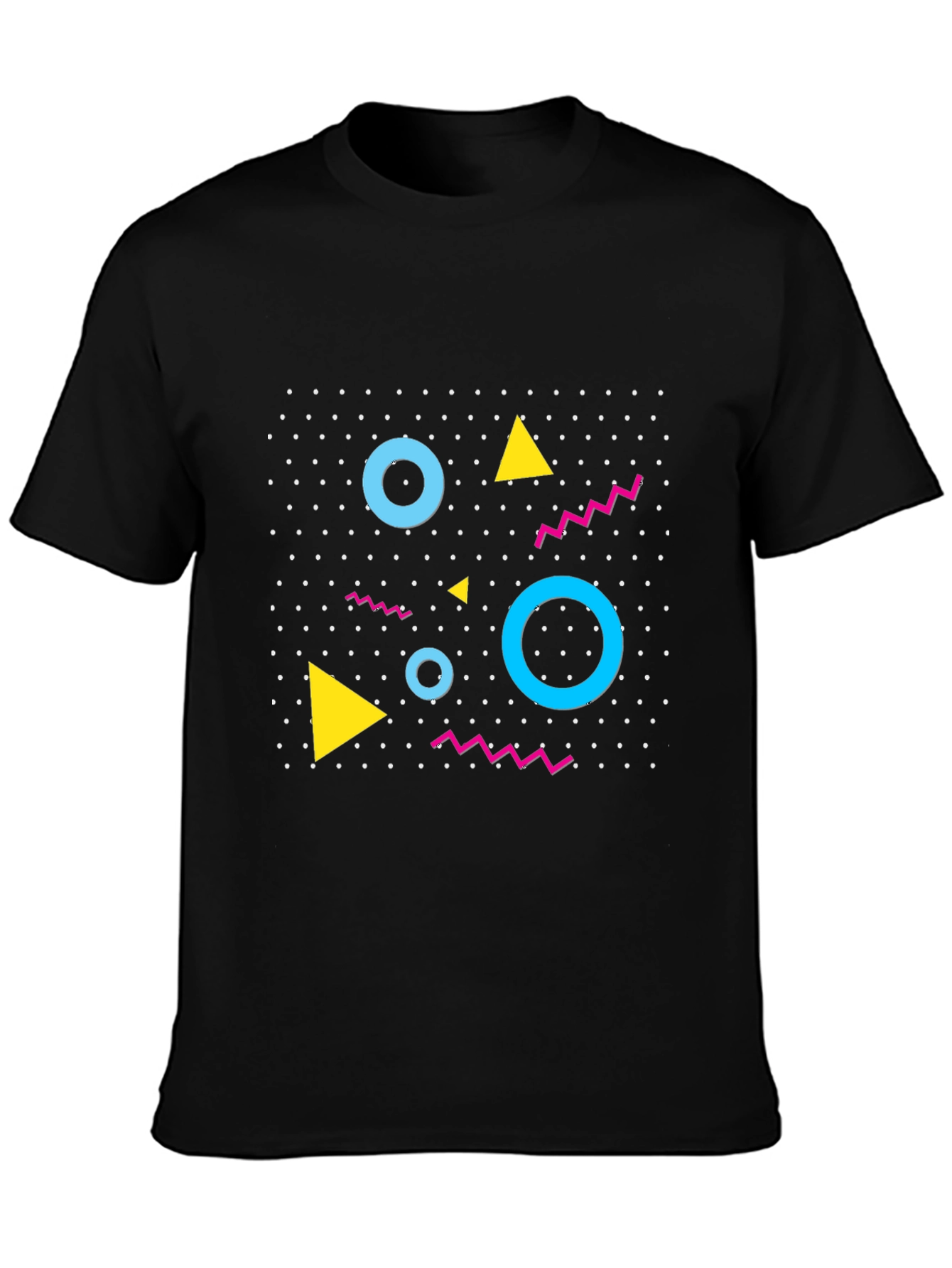Retro Geometric Pattern Black T-Shirt