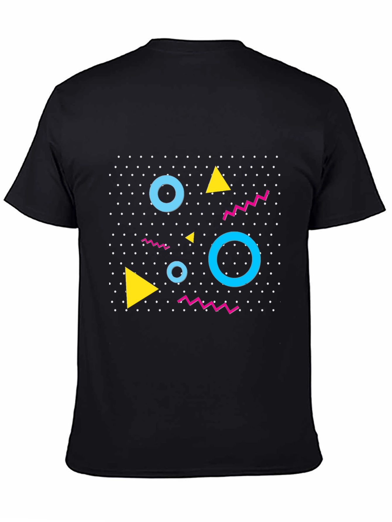 Retro Geometric Pattern Black T-Shirt