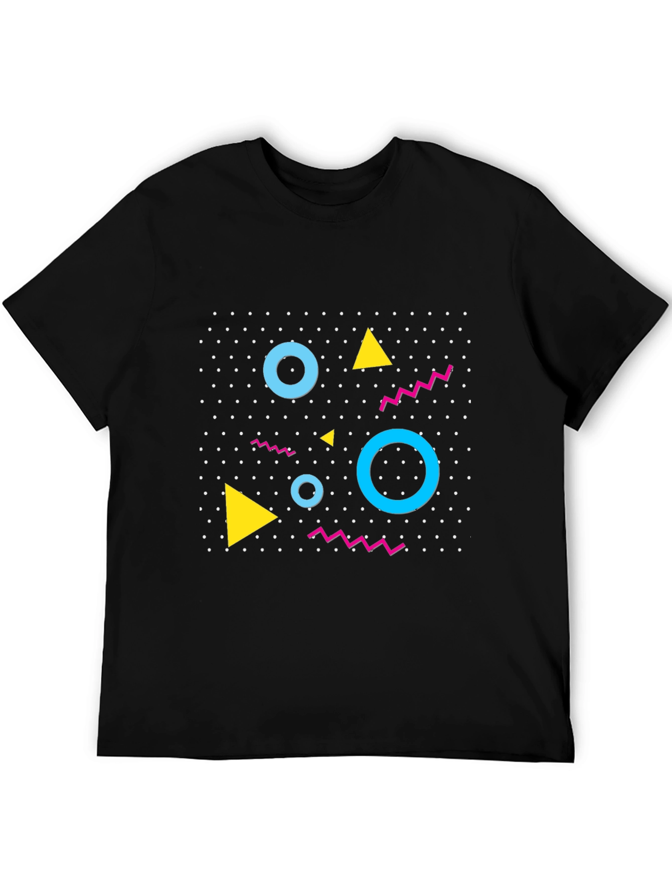 Retro Geometric Pattern Black T-Shirt