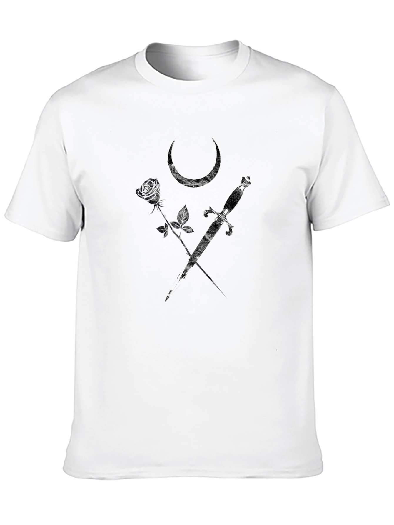 Rose Dagger Moon Black T-Shirt