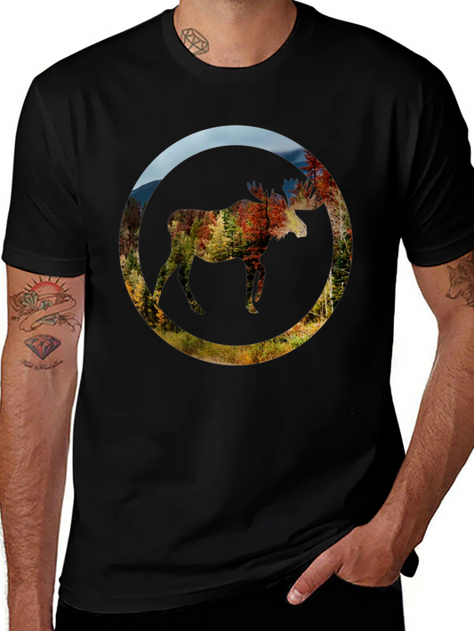 Nature Moose Graphic Black T-Shirt
