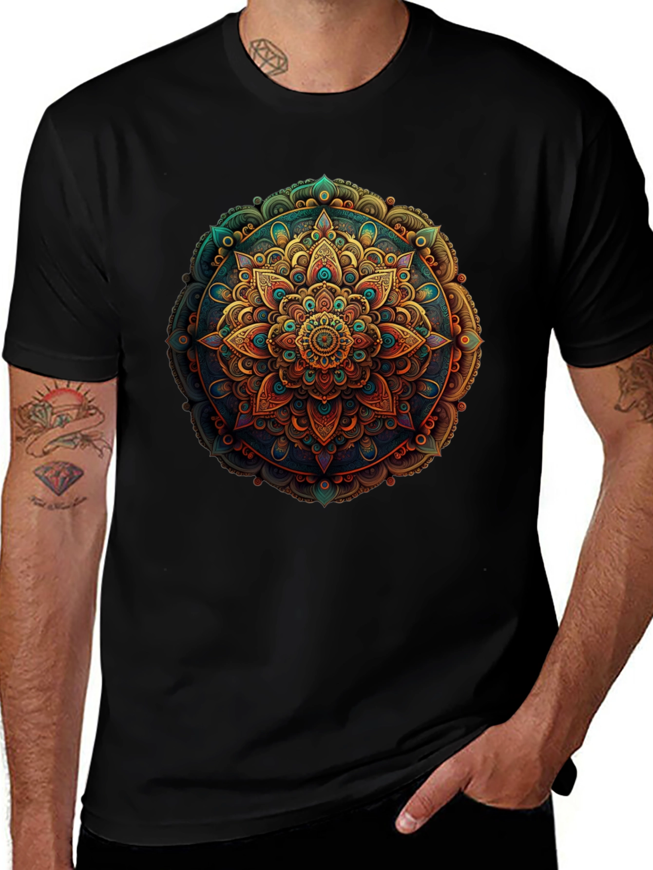 Mandala Design Black T-Shirt