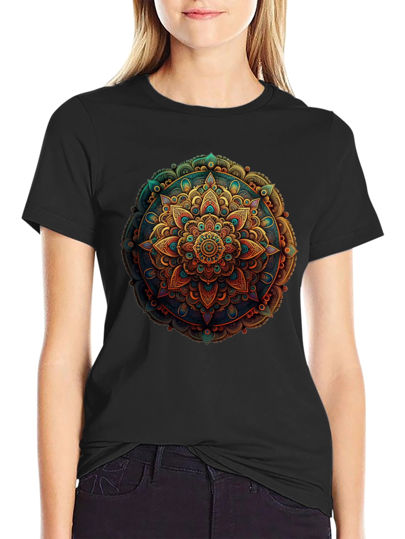 Mandala Design Black T-Shirt