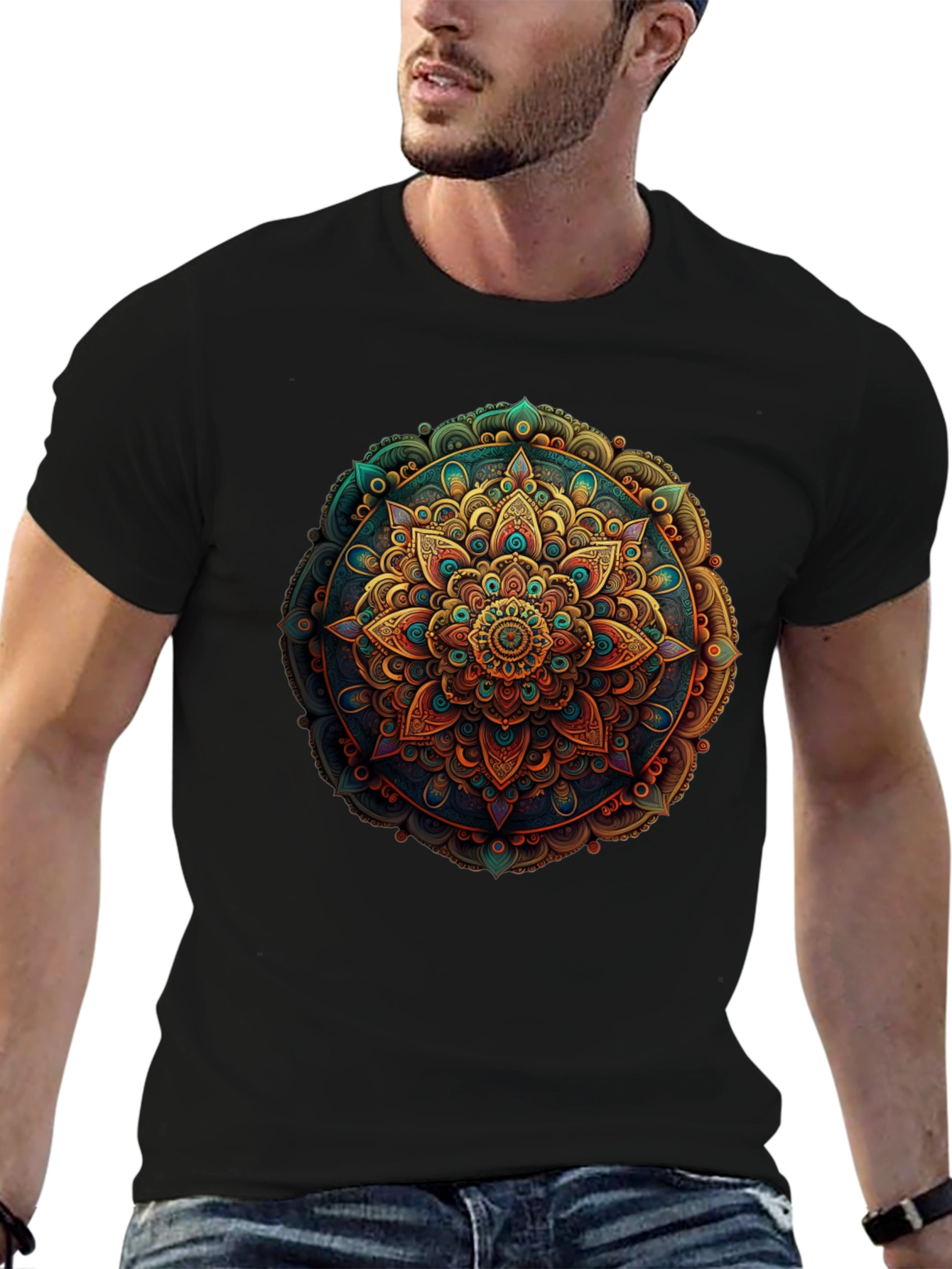 Mandala Design Black T-Shirt