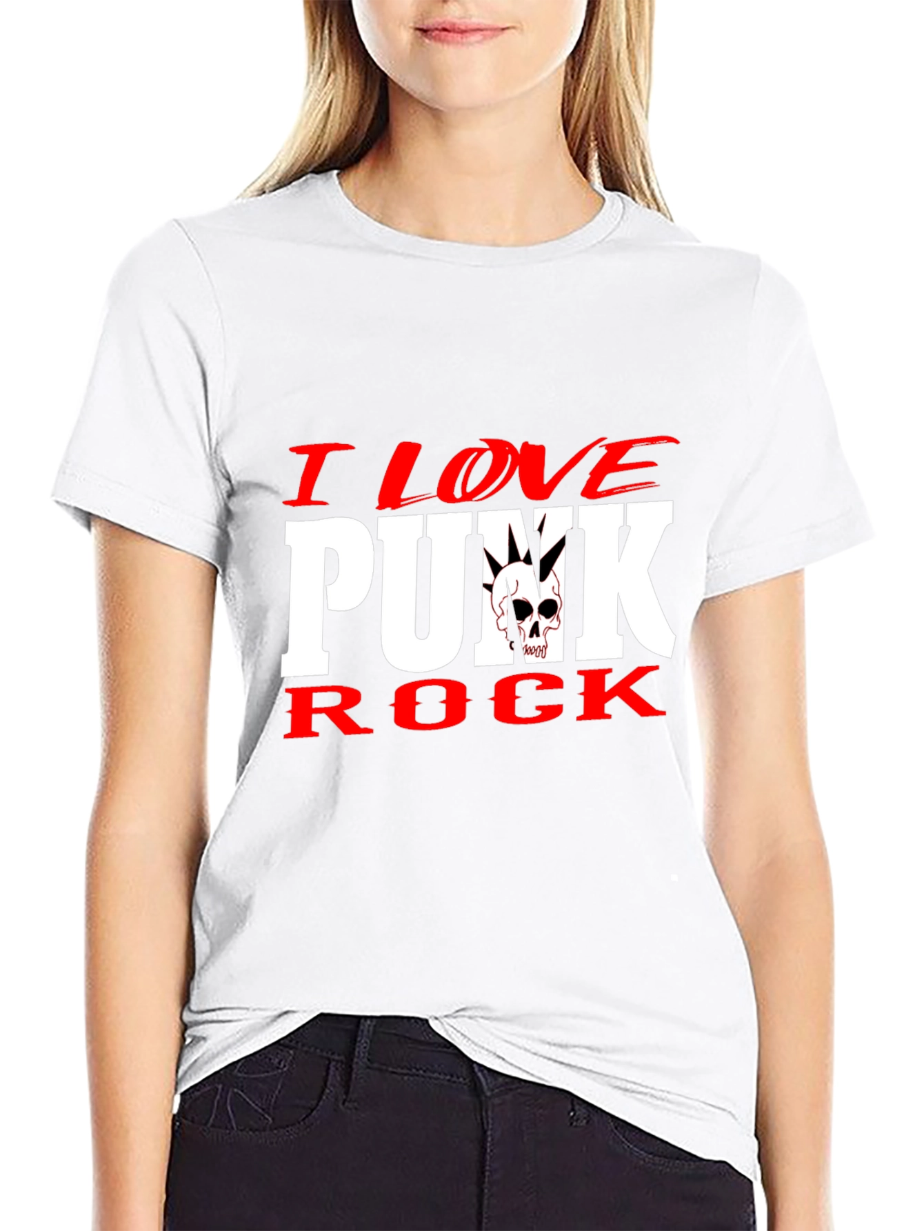 I Love Punk Rock Skull Graphic Tee