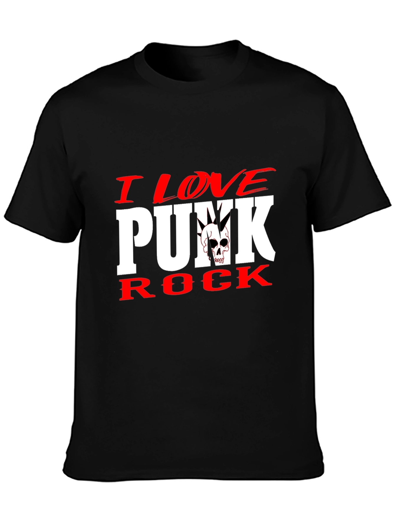 I Love Punk Rock Skull Graphic Tee