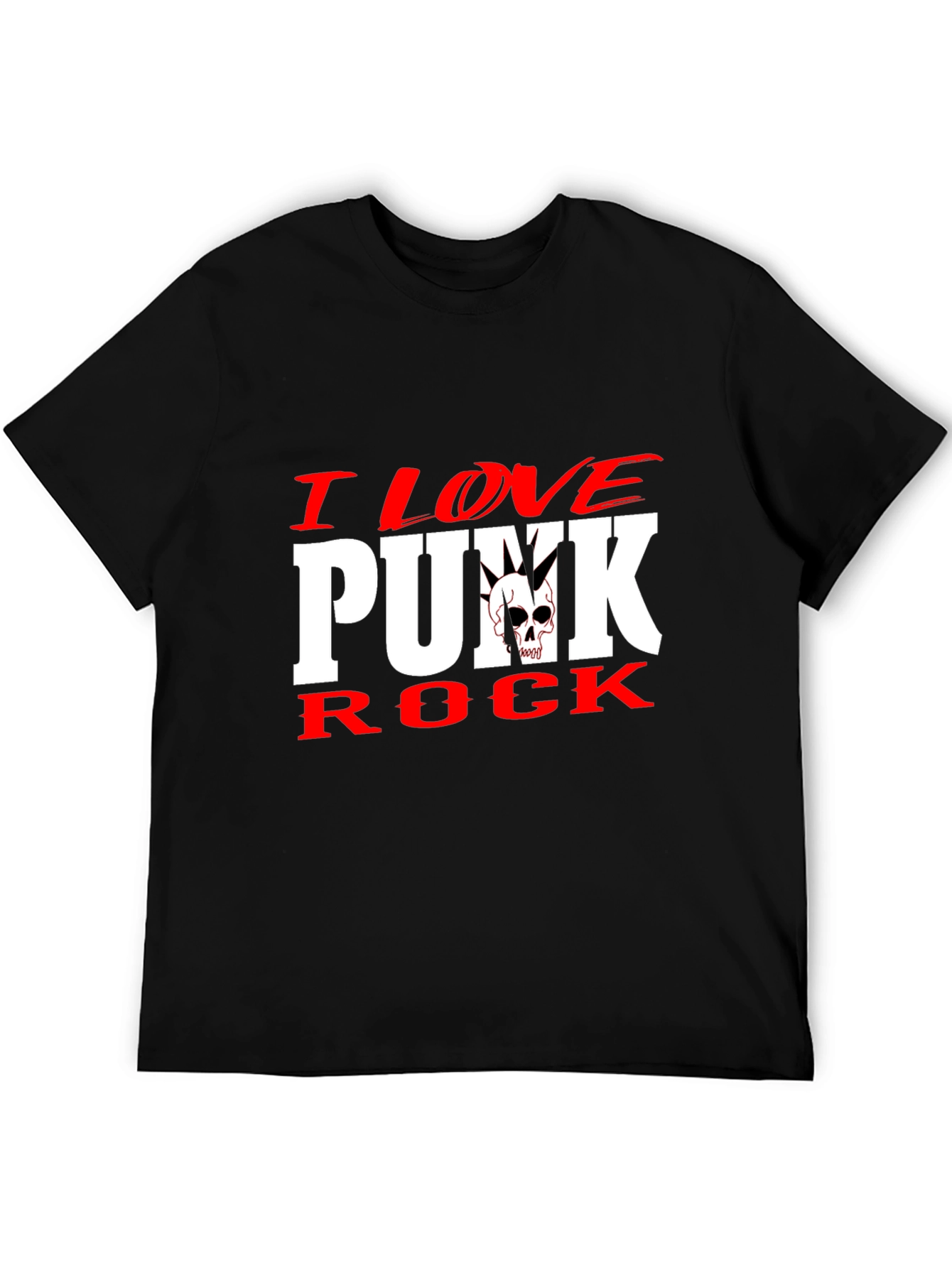 I Love Punk Rock Skull Graphic Tee