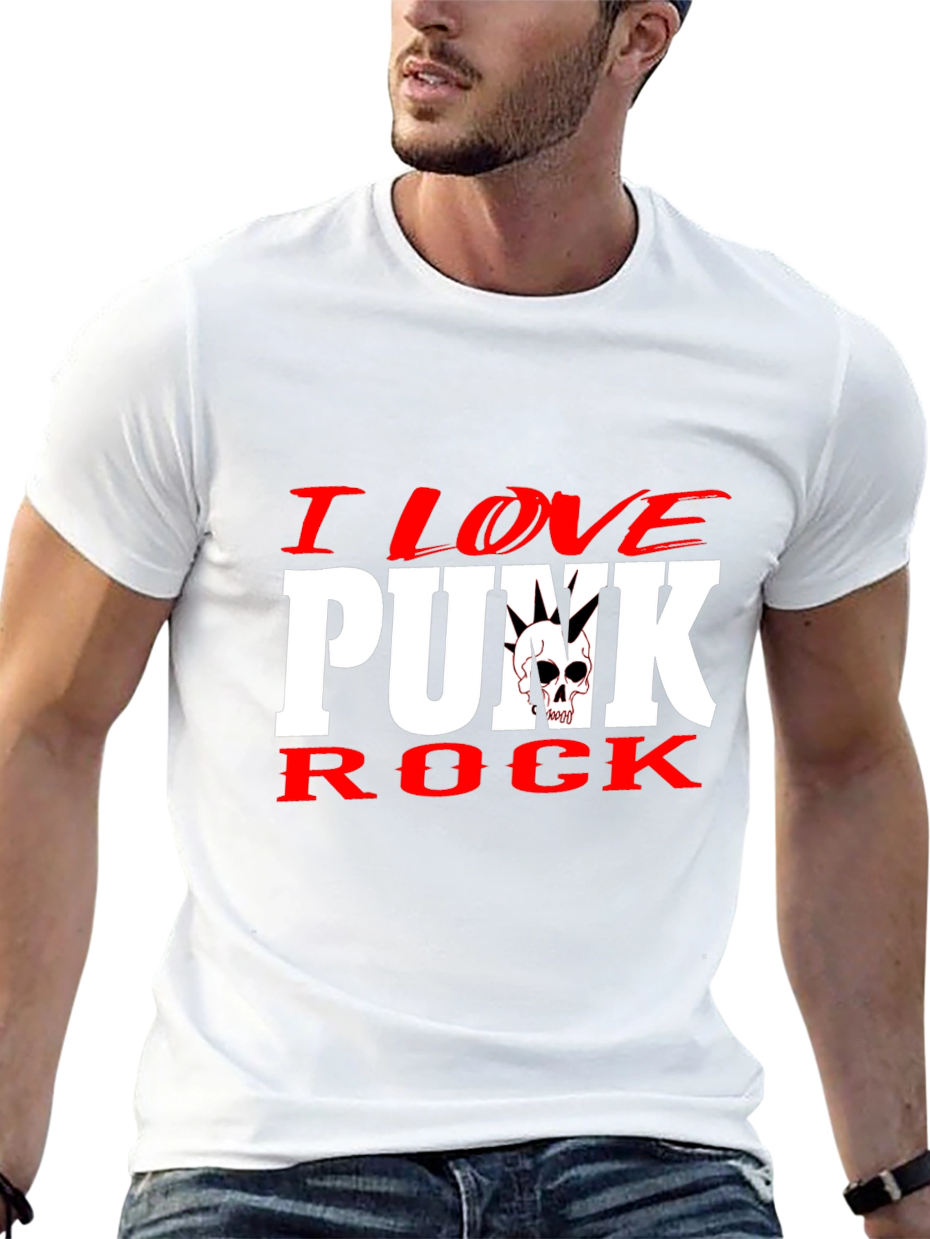 I Love Punk Rock Skull Graphic Tee