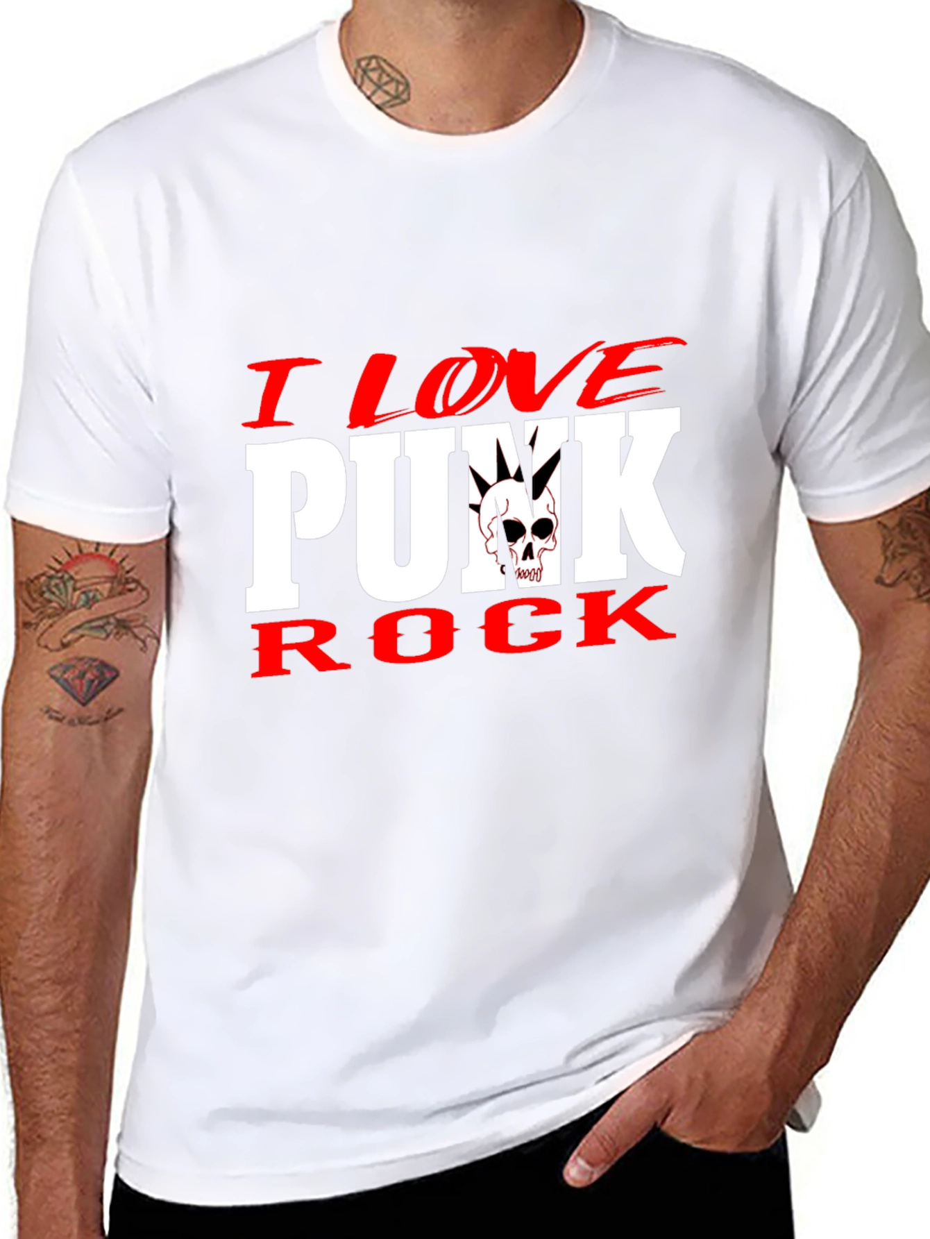I Love Punk Rock Skull Graphic Tee