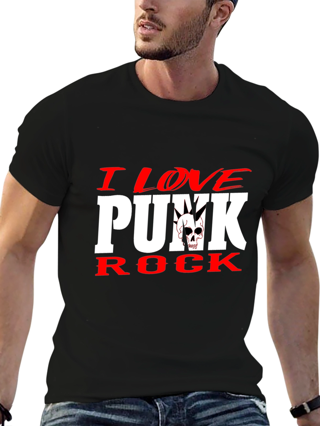 I Love Punk Rock Skull Graphic Tee