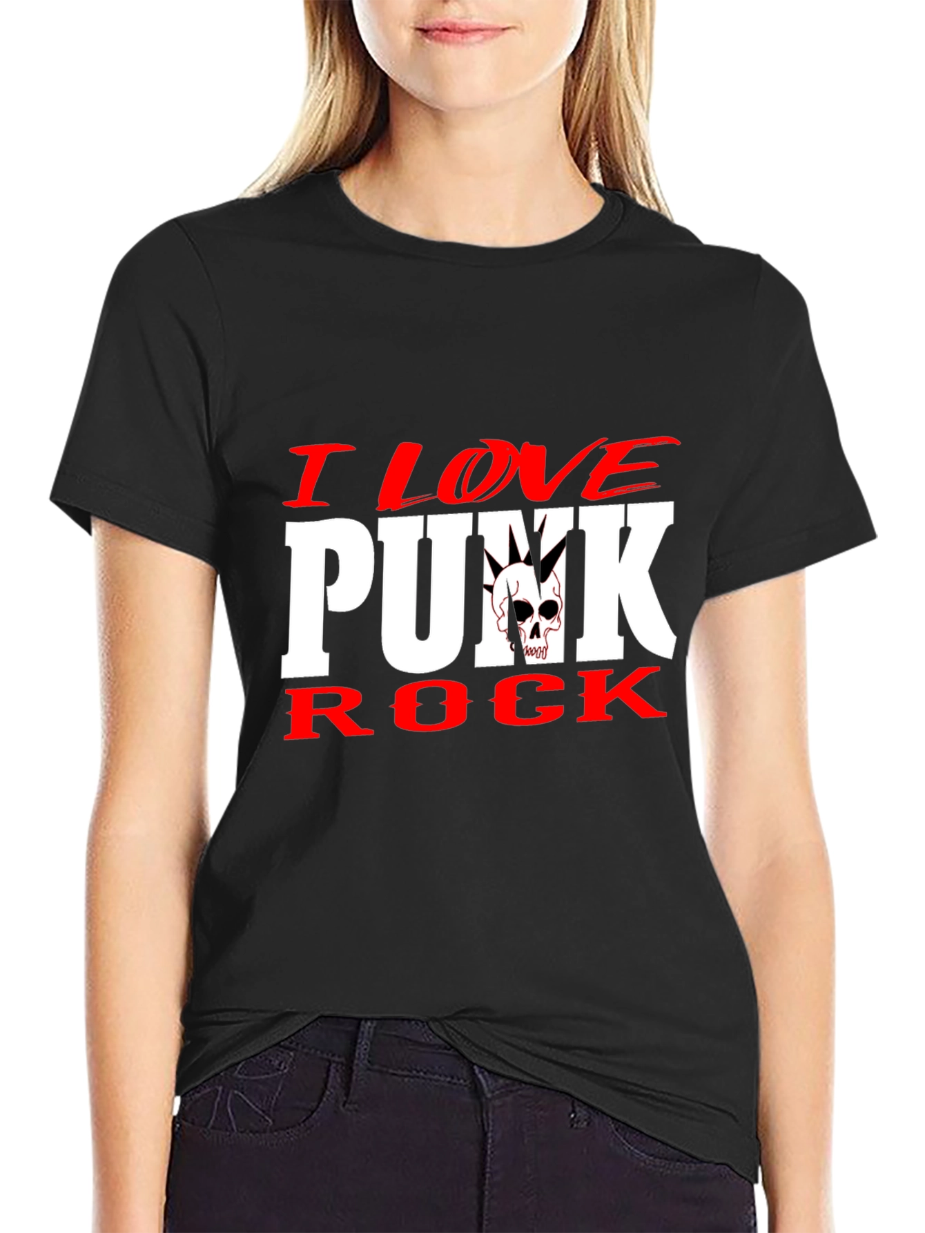 I Love Punk Rock Skull Graphic Tee