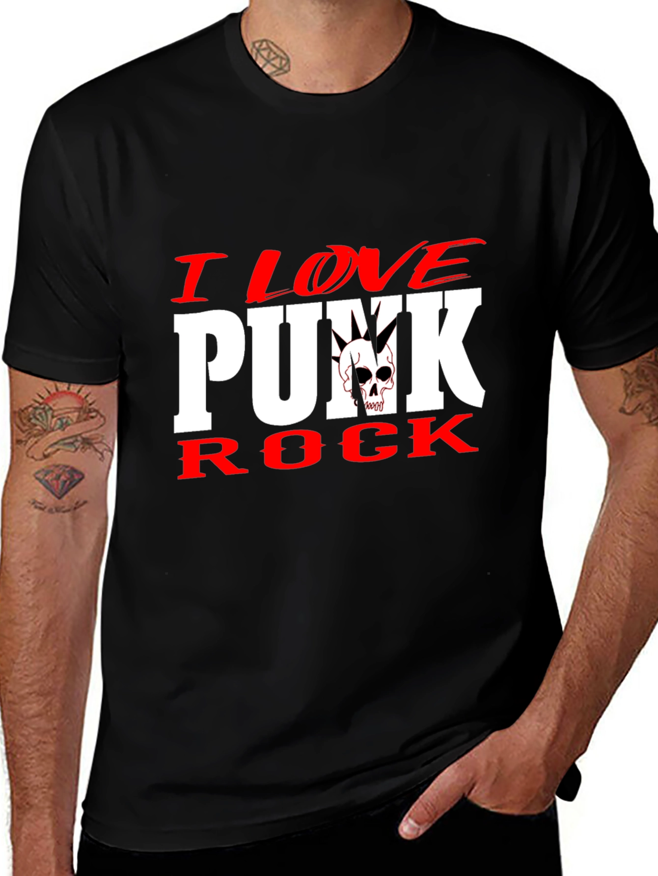 I Love Punk Rock Skull Graphic Tee