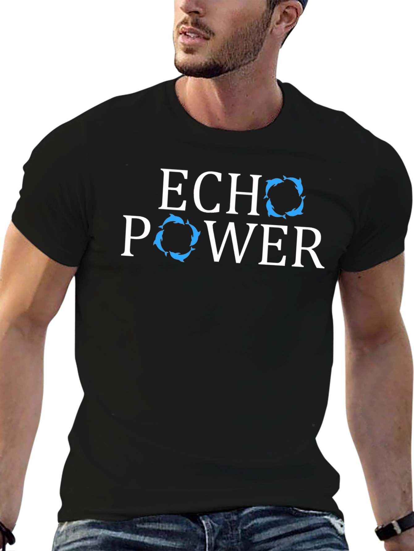 Echo Power Graphic Tee - Black Cotton T-Shirt