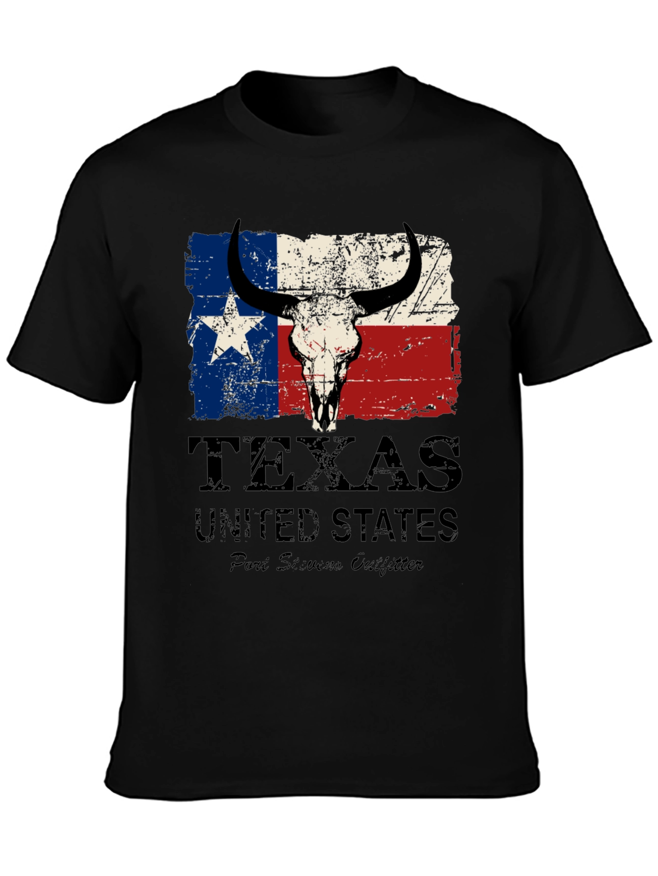 Texas Flag Bull Skull Graphic Tee