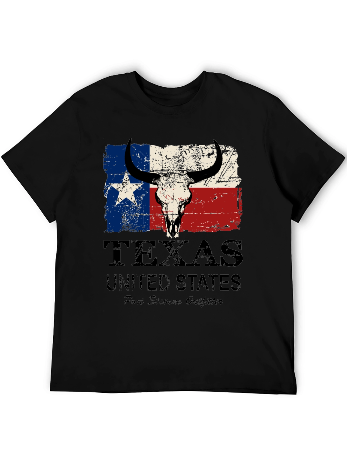 Texas Flag Bull Skull Graphic Tee