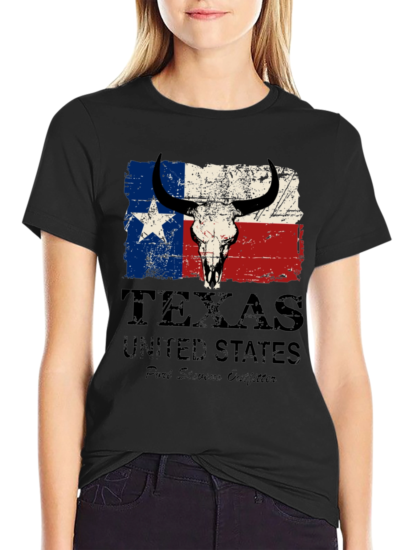 Texas Flag Bull Skull Graphic Tee