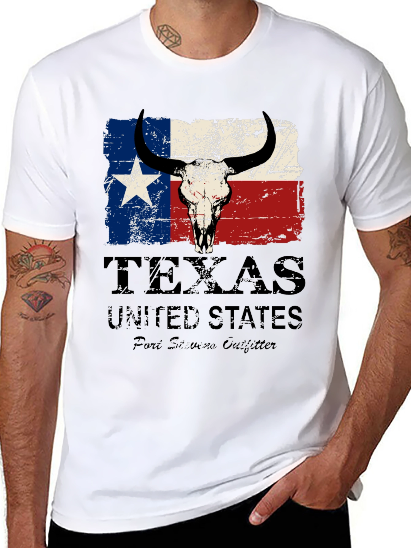 Texas Flag Bull Skull Graphic Tee