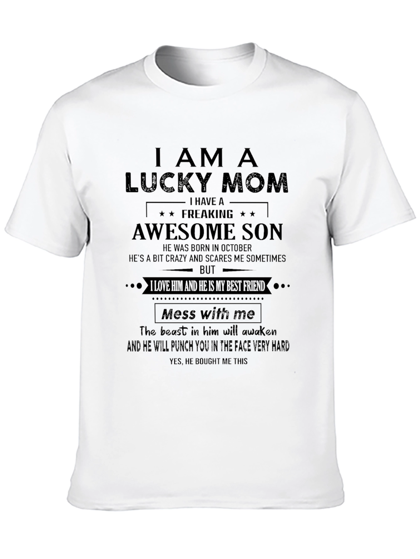 Lucky Mom Awesome Son Graphic T-Shirt