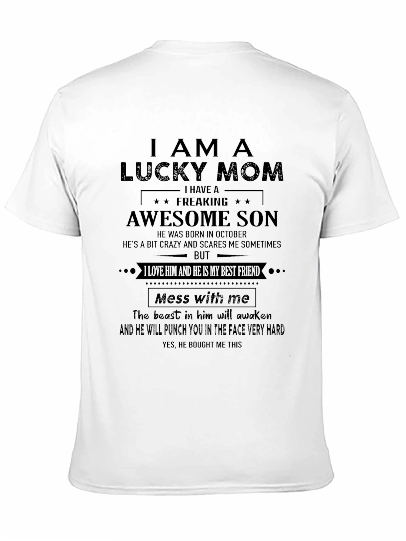 Lucky Mom Awesome Son Graphic T-Shirt