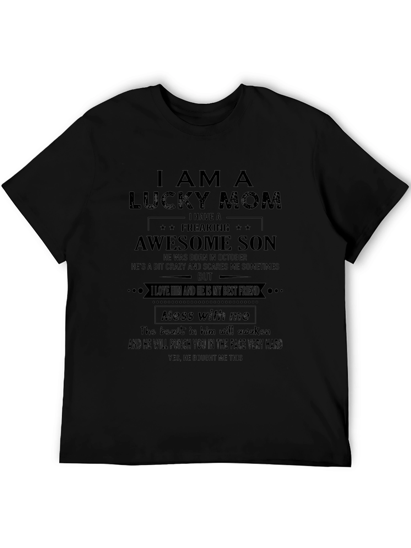 Lucky Mom Awesome Son Graphic T-Shirt