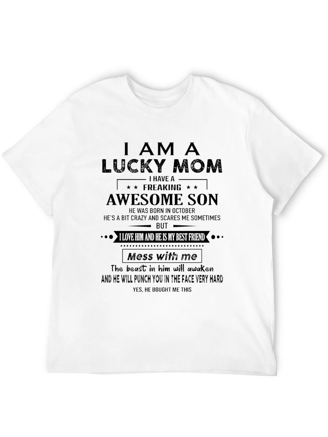 Lucky Mom Awesome Son Graphic T-Shirt