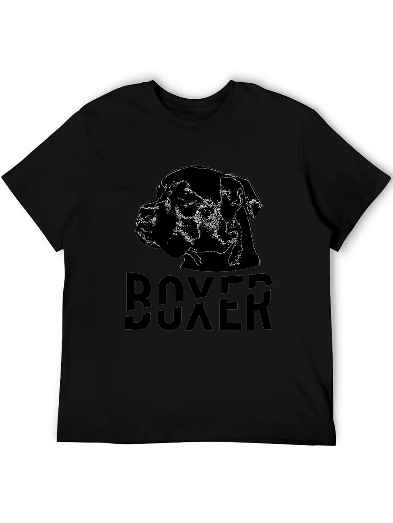 Mens Black Boxer Dog Graphic Tee
