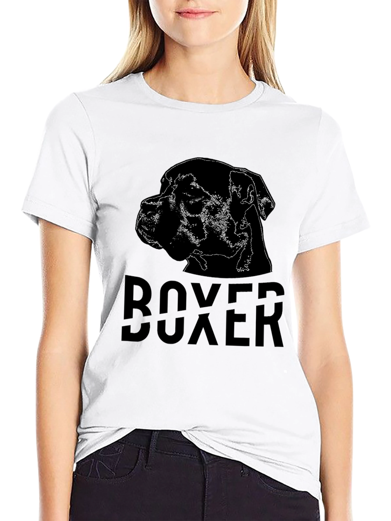 Mens Black Boxer Dog Graphic Tee