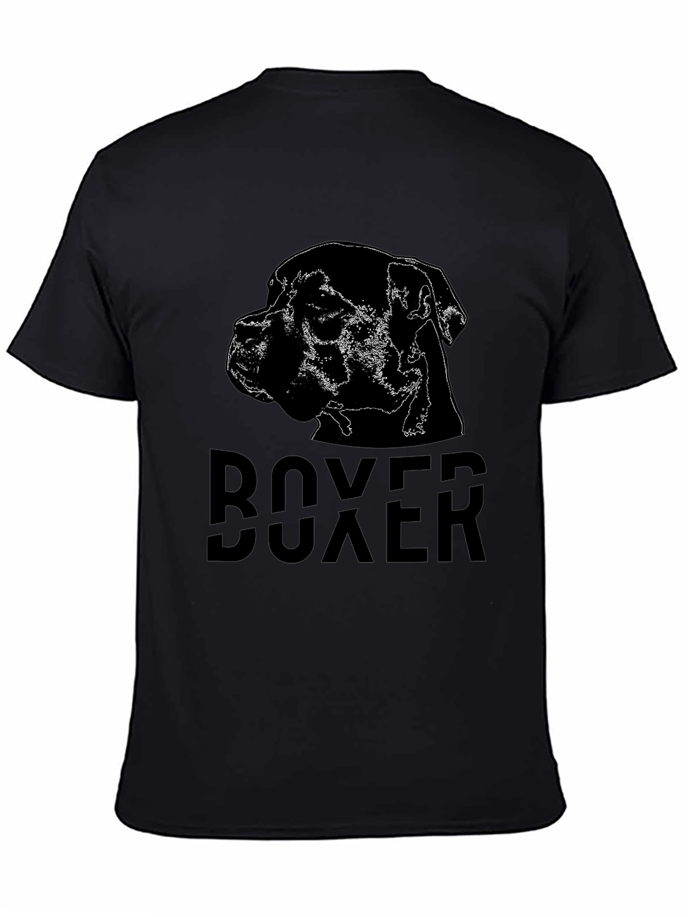 Mens Black Boxer Dog Graphic Tee