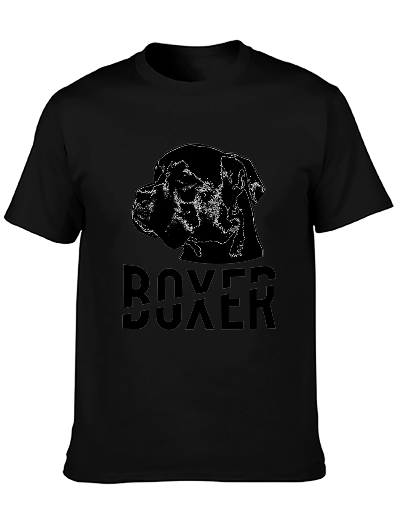 Mens Black Boxer Dog Graphic Tee